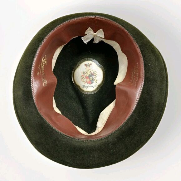 Vintage Wool Fedora Hat Green Rope Band German Austrian Swiss Haugsburger Felt - Picture 5 of 9